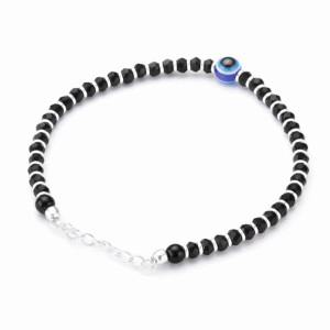 Women’s Silver Evil Eye Bracelet with Black Crystals for Girls & Women - Adjustable | Perfect Gift for Her
